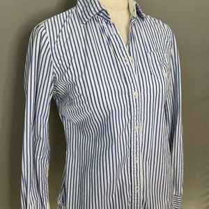 American Eagle Outfitters Pinstripe Favorite Shirt Blue and White Size 4